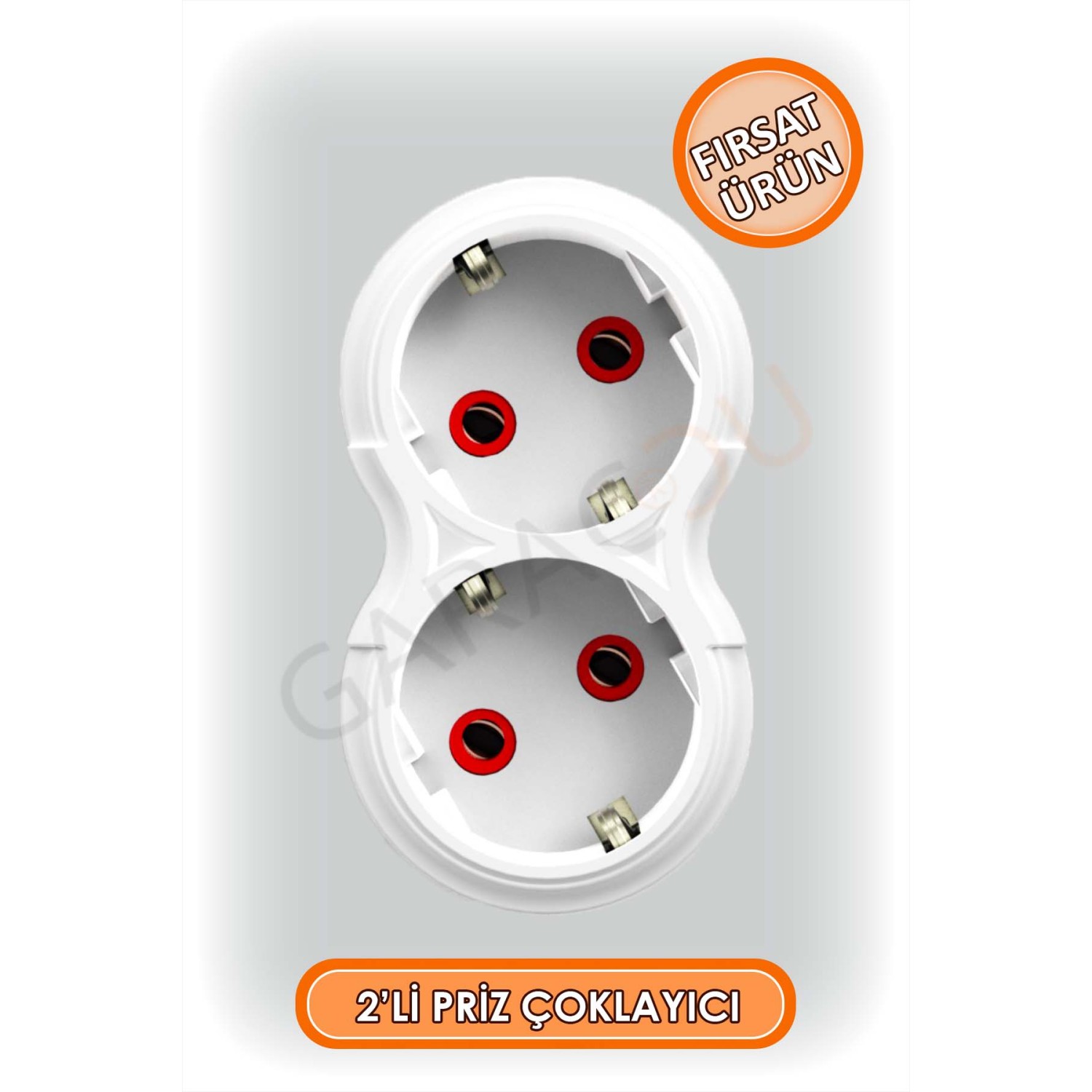2 li Topraklı Kablosuz Golyat Priz Çoğaltıcı 1 Adet, Golyat Piriz, İkili Priz
