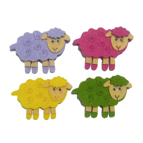 Keçeden 8 cm Renkli Koyun Figürleri 3 Adet, Keçeden Koyun Kuzu Süsleri