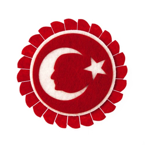 Keçeden Atatürk Rozeti Kırmızı 10 cm