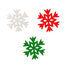 Keçeden 7 cm Beyaz Kırmızı ve Yeşil Kar Tanesi 10 Adet