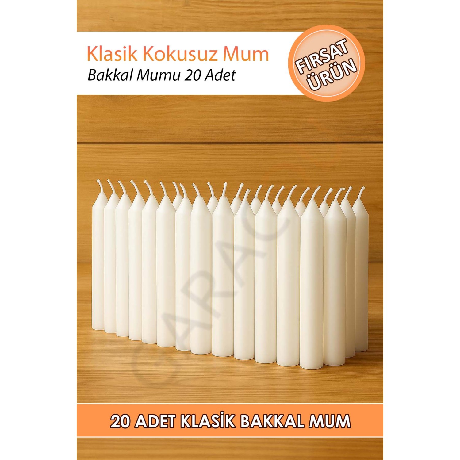 Klasik Kokusuz Bakkal Mum Dilek Mumu 20 Adet (10 CM)